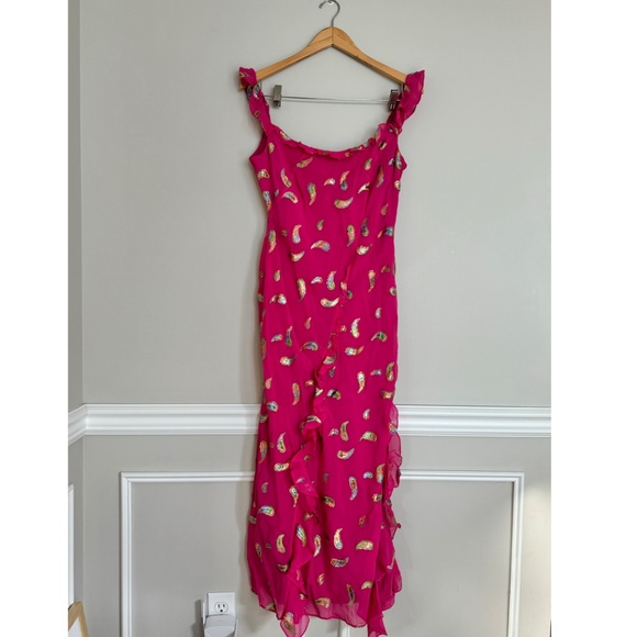 SALONI Pink Midi Dress with Pattern - Picture 4 of 11